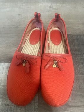 Coach orange Canvas Slip-On Espadrilles with Tassel Charm